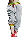 Allegra K Women Slant Pockets Stripes Detail Loose Walking Pants Gray L
