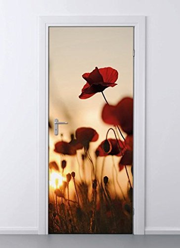MELINERA® Tür Dekofolie (Motiv: Mohn - Blume)