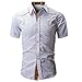Produktbild jieGREAT Räumungsverkauf Herrenhemd Mode Einfarbig Männliches Beiläufiges Kurzarmhemd (L, Weiß)