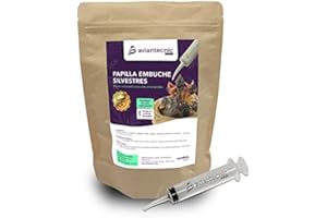 AVIANTECNIC.SHOP Aviantecnic Papilla Embuche Silvestres | Alimento Complementario para crías de pájaros | 400 g con Jeringa de Embuche Incluida
