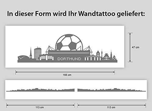 Grandora® W890 Wandtattoo Fußball Fan Dortmund Skyline Wandaufkleber schwarz - 3