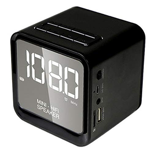 Preisvergleich Produktbild Cxcdxd Digitaler Wecker mit Bluetooth-Lautsprecher 5.0, drahtlosem tragbarem Stereolautsprecher, verstärktem Bass mit großem LED-Display, Unterstützung für FM-Radio, eingebautem Mikrofon,Black