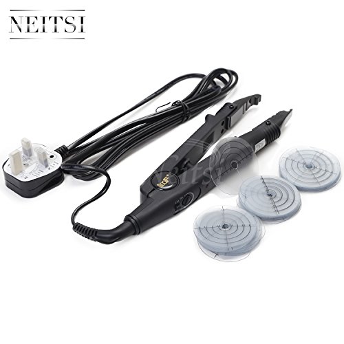 Neitsi UK PLUG Heat Connector Iron Fusion Pre Bonded Hair Extensions Iron Kit (Black# 03 with Heat Shield)