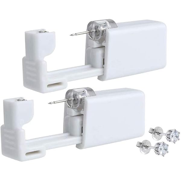 LAURITAMI Set 4 Pistole Per Piercing Orecchie In Oro/argento – Sterile Monouso Con Borchie CZ, 4 Mm, Per Auto-piercing Sicuro, Per Donne E Uomini