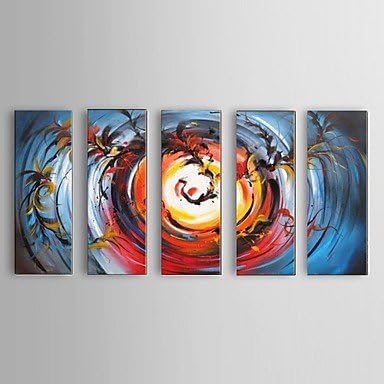 XHL Art Hand-painted Abstract Phoenix Oil Painting Restaurant 5 Piece/Set Wall Art Decor with Stretched Frame , with stretched frame