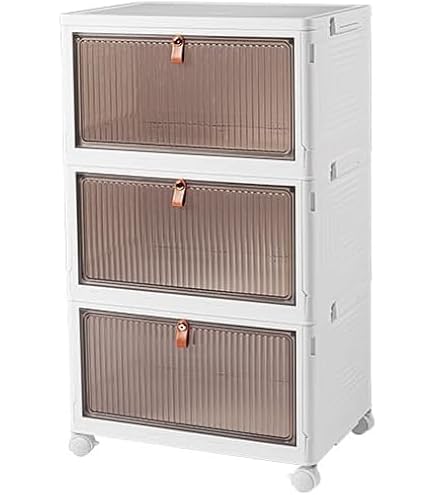 COOSEYA Boîte de Rangement, 23L*4 Niveaux avec Couvercle, Plastique Boîtes Empilables avec Roulettes pour Penderie Salle Salon,Tiroirs de Rangement