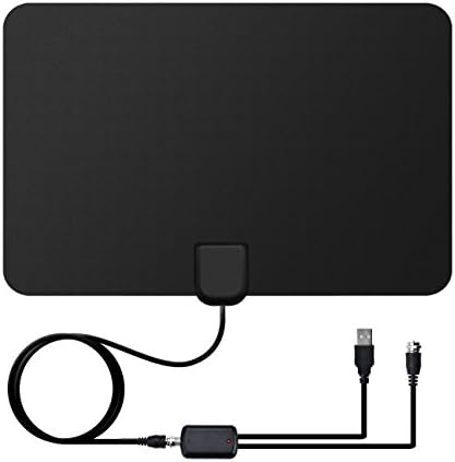 TV Aerial - 50-100 Miles 1080P Digital Freeview HDTV Indoor Antenna with Detachable Amplifier Signal Booster-Extremely High Reception,Upgraded Built-in Amplifier Silver Paddle,13.1ft Long Cable (Size B)