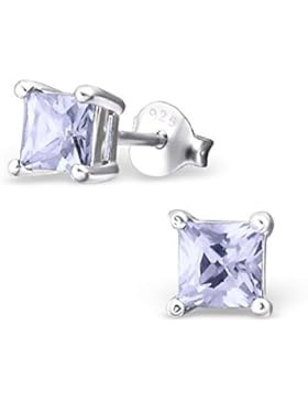 Silber eckig klassisch Ohrstecker mit Zirkonia