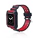Produktbild BZLine K für Apple Watch Armband 38mm/42mm, Doppeltes Farbsport Silikon Armband Replacement Wrist Strap Band Uhrenarmband Schlaufe Smart Watch Armbänder mit Metallschließe für Apple Watch Series 3 / 2 / 1 (38 MM, Rot)