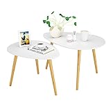 mesas para cafe Material - La superficie de este juego de 2 mesas está hecha de MDF. No sólo es resistente a la humedad y al moho, sino también es duradero. Las patas son de bambú natural. Por eso es resistente y cuenta con una fuerte capacidad de carga.