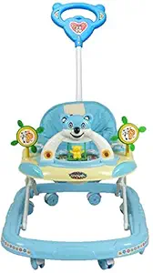 Goyal's Baby Musical Foldable & Height Adjustable Walker with Parental Handle (Blue)