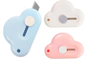 BLEEZM Mini Box Cutter, 3 Stück Brieföffner, Cuttermesser, Universalmesser, Standard Cutter, Brieföffner, Cloud Utility Messer für Umschlag Paket Papierschnitt, Pappe, Papier, Schachtel oder Verpackung