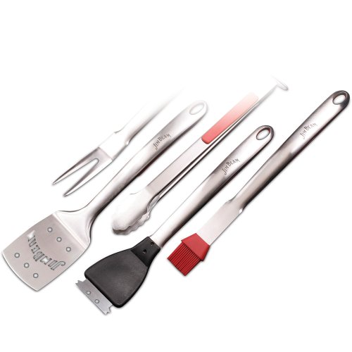 Jim Beam Grillbesteck mit gummierten Edelstahlgriffen im Geschenkset, 5 tlg. - 2
