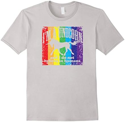 Men's I'm A Unicorn And I Do Not Believe In Humans Funny Shirt 2XL Silver