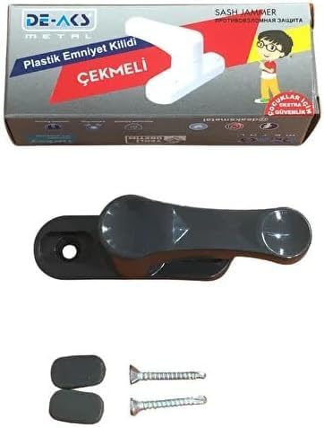 Bijutek Pvc Kapı Pencere Pimapen Çocuk Emniyet Kilidi Hırsız Güvenlik Mandalı Plastik (2 Adet) (Antrasit)