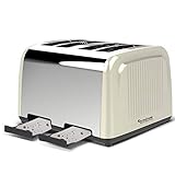 4 Scheiben Langschlitz Toaster mit 1500W, Aufwärm- / Auftaufunktion, inkl. Brötchenaufsatz Krümelschublade, Retro Design - 8