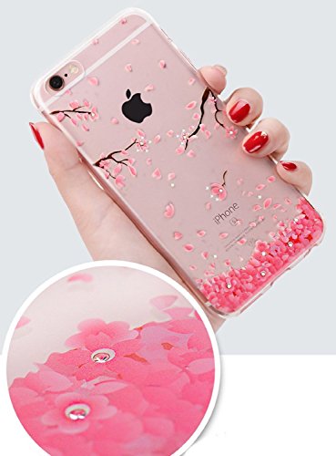 Funda para iPhone 6 6S plus  Ukayfe Alta Calidad suave de TPU Funda Carcasa Caso Parachoques Dise  o pintado Patr  n para iPhone 6 6S plus Funda Case Lujo Premium Bling Caja PC Dura Ultra Fina Cubierta Matt Glitter Protectora Caja Shiny Back Estuche Bolso Luz Protective Skin Hard Back Ultraligero Glitter Shinning Cubierta de Shell Concha Caja-Rosa cereza