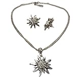 Wunderschöner Dirndlschmuck mit 2-reihiger Metallkette und Ohrschmuck, von Hand gefertigt, angenehmes Tragegefühl