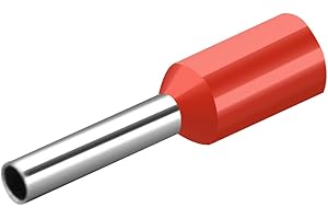 Heschen Terminale per cavi, E1008, AWG18/1,0 mm², filo di rame, connettore a crimpare, isolato in vinile, rosso, confezione da 1000