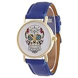 BEIBEILE Uhr Student Watch Gold Shell Skull Personality Quartz Belt Watch Casual Men and Women Students Table