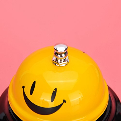 Nibesser Tischglocke Tischklingel Rezeptionsklingel Metall Hotelglockel mit Druckauslöser (Lächeln) - 3