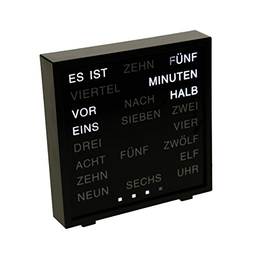 LED WORTUHR, Tisch Uhr digital mit Worten Buchstaben (Deutsch) statt Zahlen, Word Clock, Wörteruhr, Buchstabenuhr mit Schrift Anzeige - 3