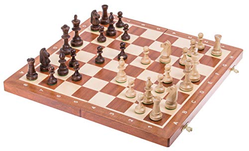 Square - Ajedrez de Madera Nº 5 - Caoba - Tablero de ajedrez + Staunton 5