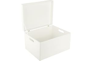 Creative DECO XXL Blanca Grande Caja Madera Decorativa Almacenaje | Con Tapa y Asas | 40 x 30 x 24 cm (+/-1cm) | Cofre Decorar Regalo Decoupage | Juguetes, Documentos, Objetos, Herramientas