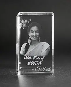 CrazzyGIFT.com Laser Engraved 3D Crystal (50 x 80 x 50mm, Transparent) for Birthday Gift, Marriage Gift, Valentines Day