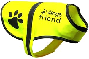 Dog Safety Yellow Reflective Vest With Leash Hole 5 Sizes - High Visibility for Outdoor Activity Day and Night, Keep Your Dog Visible, Safe From Cars & Hunting Accidents | By 4LegsFriend (X-Large)