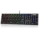 RGB LED Mechanische Gaming Tastatur - Hcman Backlit Mechanical Keyboard Blue Switches, 104 Tasten, kundengerechte Lichteffekte für PC &amp; Mac Gamers