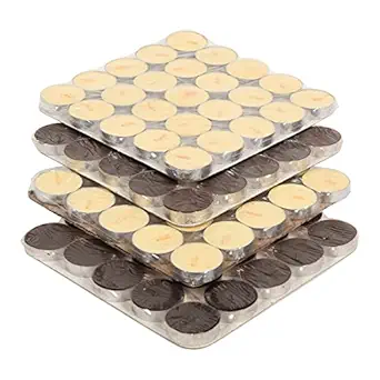AURA Tea Light Candles Vanilla & Oudh Fragrances | Smokeless | Highly-Scented Pack of 4 | Set of 100 Units