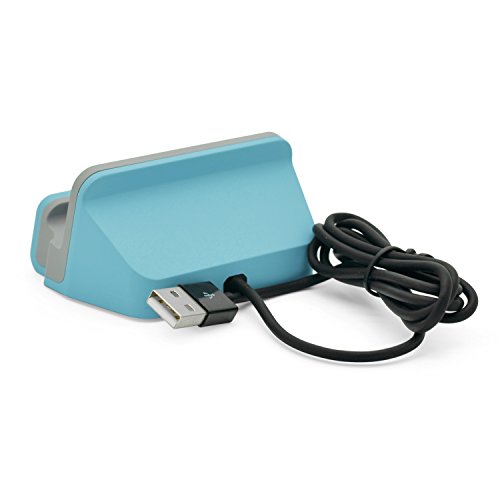 Original iProtect® Premium Dockingstation Ladestation mit integrierten USB Datenkabel Ladekabel und Netzteil Adapter für Apple iPhone 5 5s 5c 6 6Plus 6s, iPod Touch 5G 6, iPod Nano 7G in blau - 2