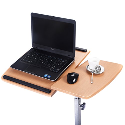 Costway Notebookständer Laptoptisch Notebooktisch Rolltisch Betttisch Pflegetisch mit Rollen und Bremsen höhenverstellbar - 6