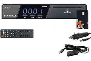 SERVIMAT ARMIS 3 Récepteur Satellite HD + Carte TNTSAT V6 + Câble 12V + Déport IR (ALIM 220V Non Inclus)