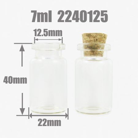 Anagela Kerry 10 x Clear Glass Bottle Vial Cork 7ml Wishing Oil Borosilicate 2240125 7ml Clear
