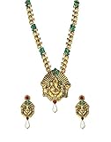 Zaveri Pearls Pendant Necklace and Earrings Set For Women (Golden)(ZPFK357)