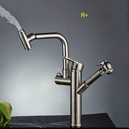 Kitchen faucet RXL Pull-out faucet Hot and cold water faucet Kitchen sink all bronze Telescopic Rotatable stainless steel Sink sink faucet (Size : H)