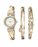 Anne Klein Damen-Armbanduhr Armband Goldfarbenes Edelstahl Quarz AK/1868GBST