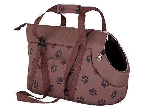 Hobbydog Borsa da Trasporto per Cani e Gatti, Taglia 2, Colore: Marrone Chiaro con Zampe Stampa
