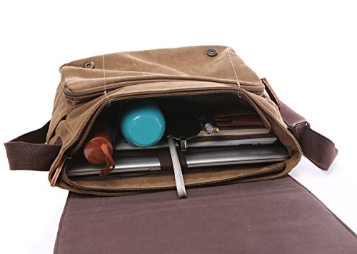 BAOSHA MS-08 Canvas Umh  ngetasche Schultertasche 15 Zoll Computer Laptop Tasche Crossbody Messenger Bag f  r Arbeit Uni Reise Sport  Schwarz 