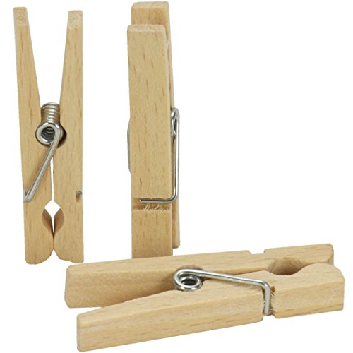 Holzklammer klein, 100 Stück ✓ kleine Wäscheklammern aus Buchenholz ✓ Bastelklammern ca. 45mm / 4,5 cm lang | 6 mm breit ✓ mini Holzklammern mit Feder ✓ super Qualität ✓ Holzwäscheklammern-Set zum Beschriften / Basteln ✓ kleine Holz-Klammern ideal für Fotos / Adventskalender / Hochzeit / Gastgeschenk / Deko für Karten uvm. | trendmarkt24 – 220320 - 2