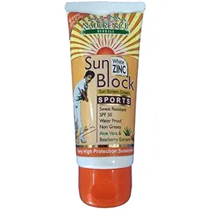 Naturence Herbals Sun Block Sports Cream White Zinc SPF50