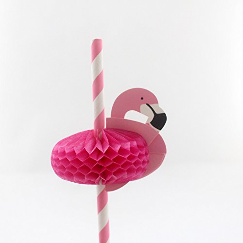 ipalmay 3D Flamingo Cocktail Trinken Papier Trinkhalme, Einweg biologisch abbaubar, 19,7 cm, 100 Stück - 3