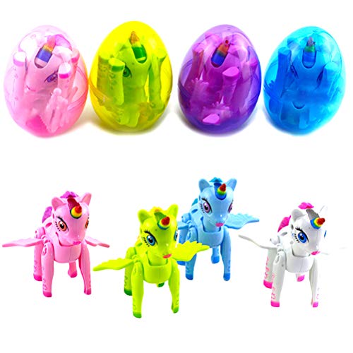 Freshmarque 4 Pack Jumbo Unicorn Deformation Easter Eggs with Toys Inside for Kids Boys Girls Easter Gifts Easter Basket Stuffers Fillers