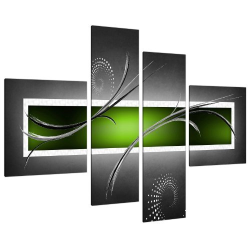 Wallfillers Cuadros en Lienzo Grande Arte Abstracto Grande Verde Lima y Gris Lienzo Pared Imágenes XL Print 4093