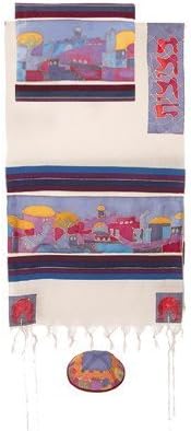 Jerusalem Dove in Color Woven Cotton and Silk Tallit Set By Yair Emanuel From Menorah.com Vttws7 by Holylandmarket Yair Emanuel