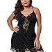 Price comparison product image LILICAT Fashion Women Plus Size V-Neck Lace Insert Hollow Out Sleepwear Mini Strap DressPurple,Red,Black