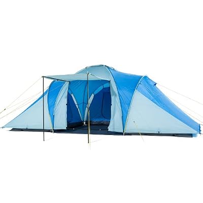 SKANDIKA Daytona XXL Tente familiale 6 personnes Gris/Bleu 570 x 390 cm