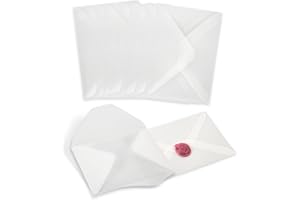 SAVITA 50pcs Vellum Paper for Invitations, 5x7inch Pre-Folded Translucent Vellum Jacket Vellum Wrap Jackets for Wedding Invitations Baby Shower Birthday Invitations